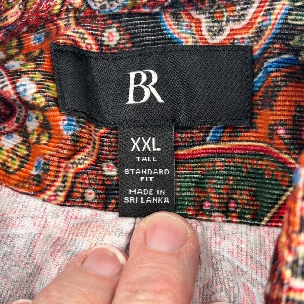 Banana Republic Shirt Mens XXL Tall Multicolor Paisley Corduroy Western Boho